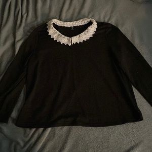 Gothic Black Lace Collar Long Sleeve Size 1XL
